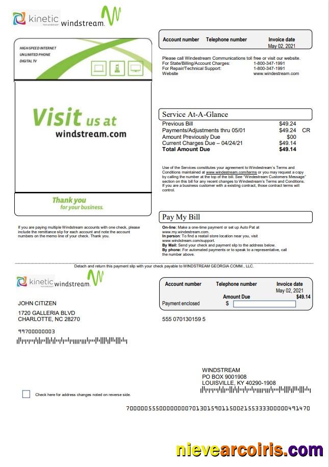 USA Windstream Holdings, Inc utility bill